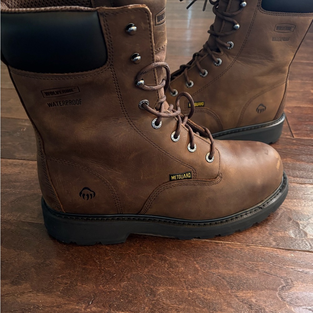 Wolverine Brown Leather Waterproof MetGuard Work 🥾 BRAND NEW NEVER WORN